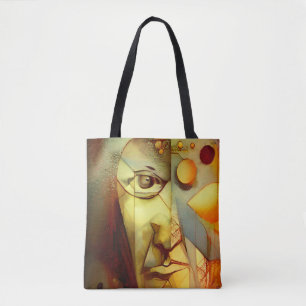 Surreal human portrait tote bag