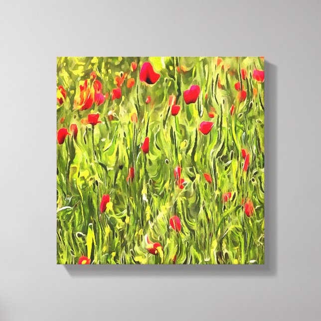 Surreal Hypnotic Poppies Canvas Print (Front)