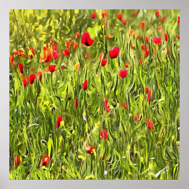 Surreal Hypnotic Poppies Poster (Front)
