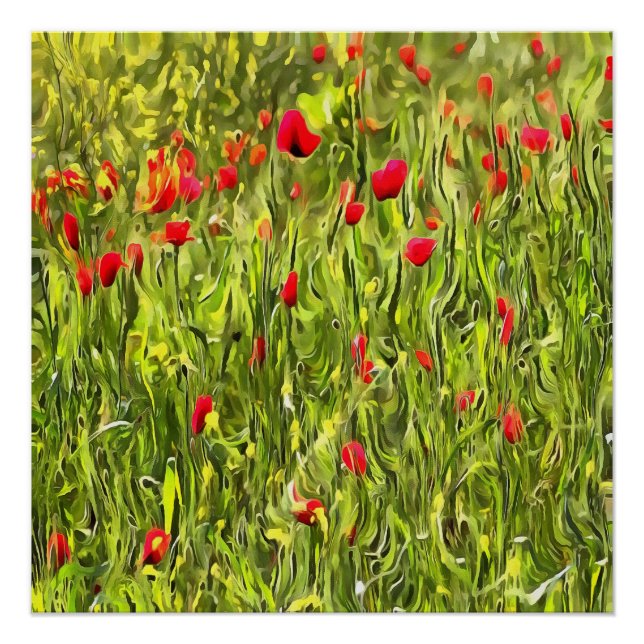 Surreal Hypnotic Poppies Poster (Front)