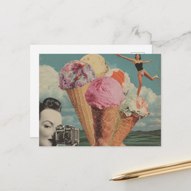 Surreal  Ice cream Swim Collage  Postcard (Front/Back In Situ)