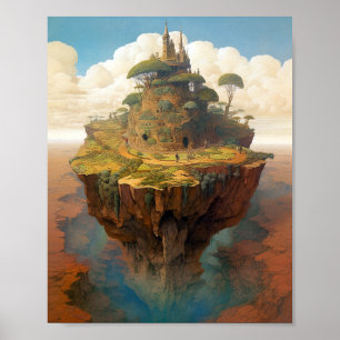 Surreal Island Landscape Fantasy Art Poster