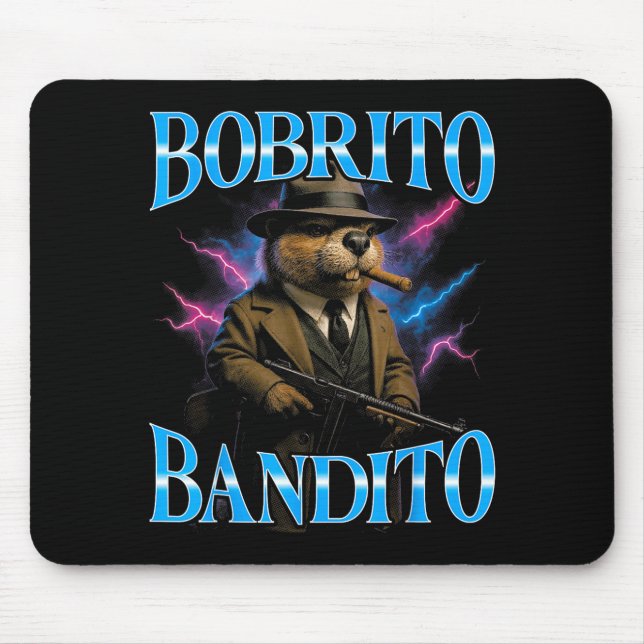 Surreal Italian Brainrot Meme Bobrito Bandito Funn Mouse Pad (Front)