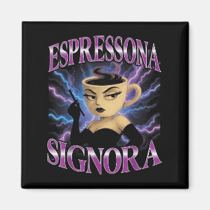 Surreal Italian Brainrot Meme Espressona Signora F Magnet