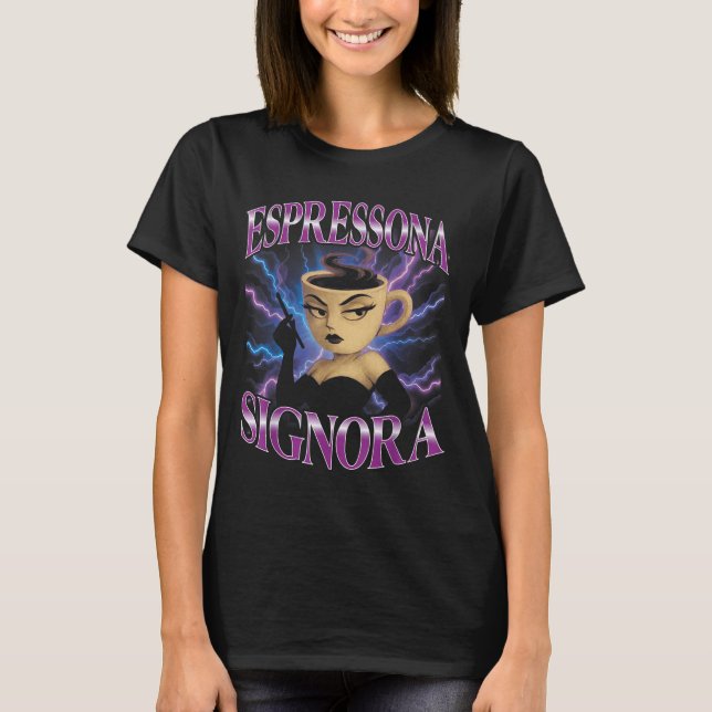 Surreal Italian Brainrot Meme Espressona Signora F T-Shirt (Front)