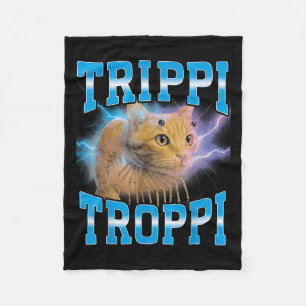 Surreal Italian Brainrot Meme Trippi Troppi Cat Fu Fleece Blanket