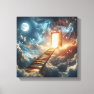 Surreal Ladder to Sky Door Concept Canvas Print