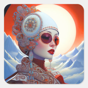 Surreal Lady Fantasy Art Square Sticker