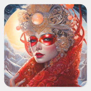 Surreal Lady Fantasy Art Square Sticker