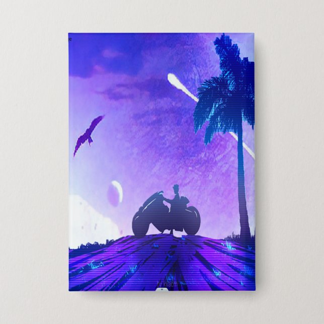 Surreal Landscape – Dreamy Digital Art Pinback But (Front)