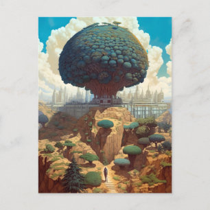 Surreal Landscape Giant Tree Fantasy Art Postcard