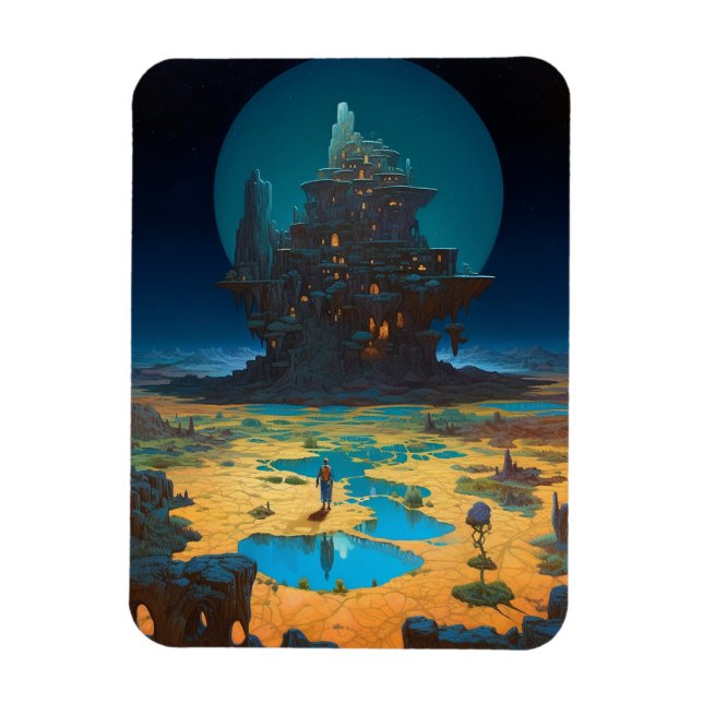 Surreal Landscape Towering City Fantasy Art Magnet (Vertical)