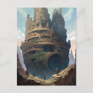 Surreal Landscape Towering City Fantasy Art Postcard