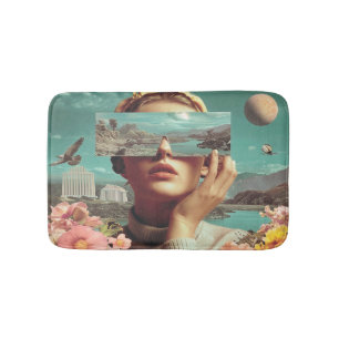 Surreal Landscape Vision, Surreal female portrait Bath Mat