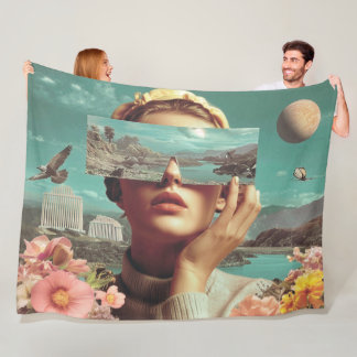 Surreal Landscape Vision, Surreal female portrait Fleece Blanket