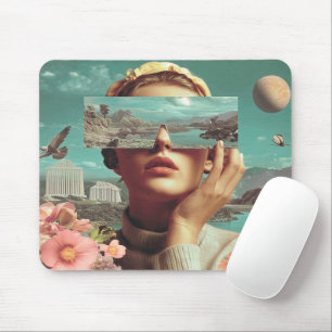 Surreal Landscape Vision, Surreal female portrait Mouse Pad