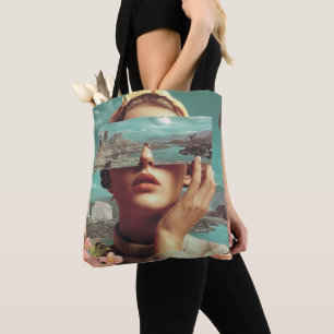 Surreal Landscape Vision, Surreal female portrait  Tote Bag