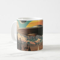 Surreal Landscape with Road, UFO and Saturn