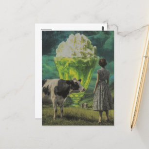 Surreal Lime Yummy Desert in the Dairy Pasture Postcard