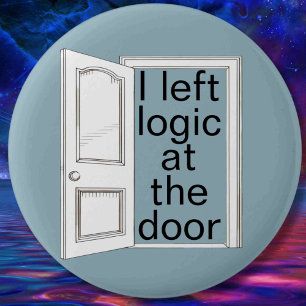 Surreal logic party, modern surrealism 6 cm round badge