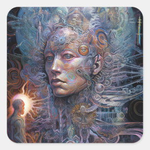 Surreal Man Visionary Art Square Sticker