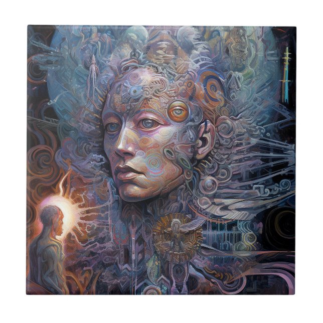 Surreal Man Visionary Art Tile (Front)