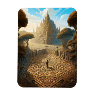 Surreal Maze Castle Landscape Fantasy Art Magnet