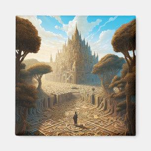 Surreal Maze Castle Landscape Fantasy Art Magnet