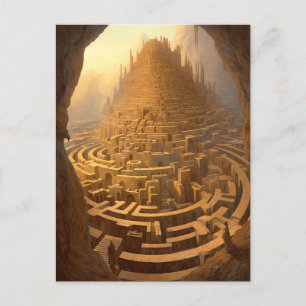 Surreal Maze Castle Landscape Fantasy Art Postcard