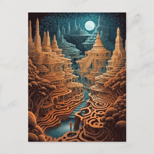 Surreal Maze Landscape Fantasy Art Postcard (Front)