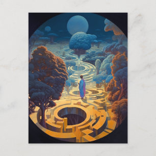 Surreal Maze Landscape Fantasy Art Postcard