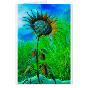 Surreal Metal Sunflower Against Electric Sky
