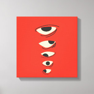 Surreal Minimal Eyes – Abstract Red Illustration Canvas Print