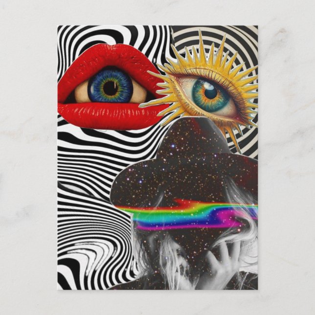 Surreal Mixed Media Collage Postcard (Front)