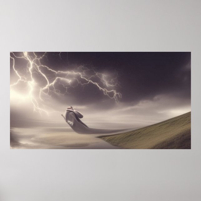 Surreal Modern Abstract storm in the desert   Poster (Front)