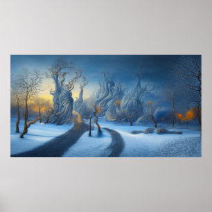 Surreal Modern Abstract winter wonderland snow 2 Poster