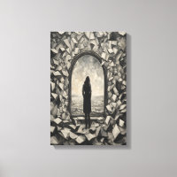 Surreal Monochrome Floating Papers Wall Art Canvas