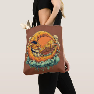 Surreal Moon Tattoo Style Tote Bag