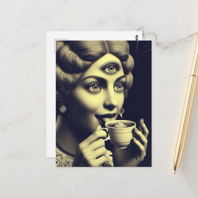 Surreal Morning Coffee Postcard (Front/Back In Situ)