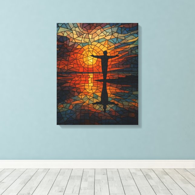 Surreal Mosaic: Fragmented Perspectives in Motion Canvas Print (Insitu(Wood Floor))
