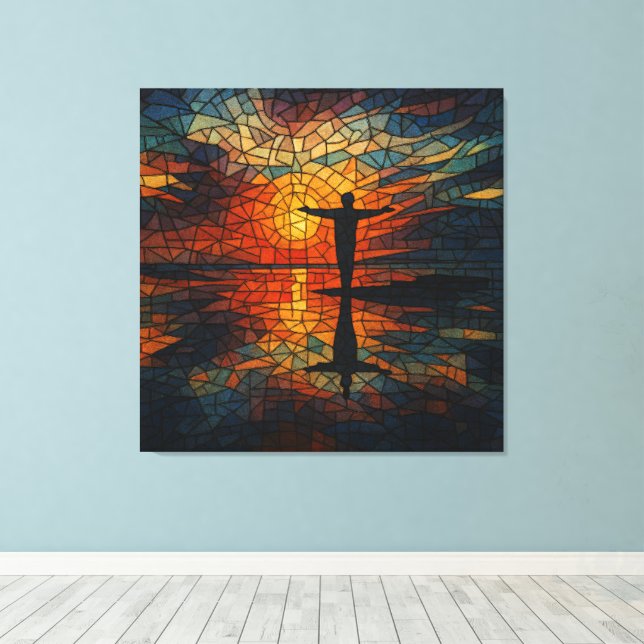 Surreal Mosaic: Fragmented Perspectives in Motion Canvas Print (Insitu(Wood Floor))
