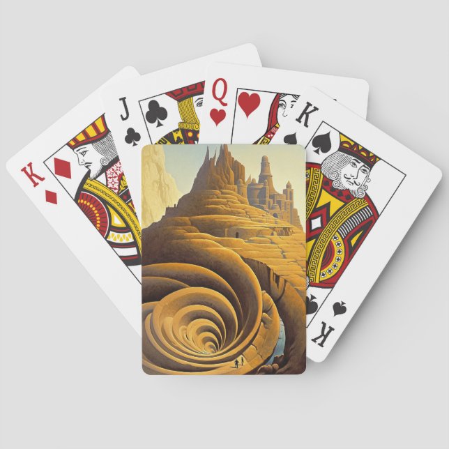 Surreal Mountain City Fantasy Art Playing Cards (Back)