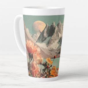 Surreal Mountain Landscape With Blooming Flowers Latte Mug