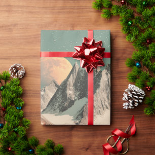 Surreal Mountain Landscape With Blooming Flowers Wrapping Paper