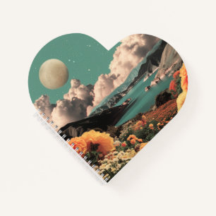 Surreal Mountain Landscape with Planets and Clouds Notebook