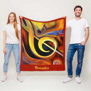 Surreal Musical Clef Notes Oil Painting Design Fleece Blanket