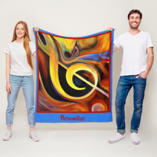 Surreal Musical Clef Notes Oil Painting Rendition Fleece Blanket