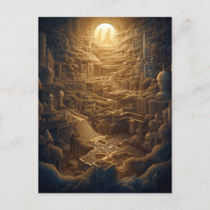 Surreal Mysterious City Fantasy Art Postcard