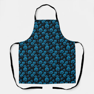 Surreal Neon Blue Roses Apron