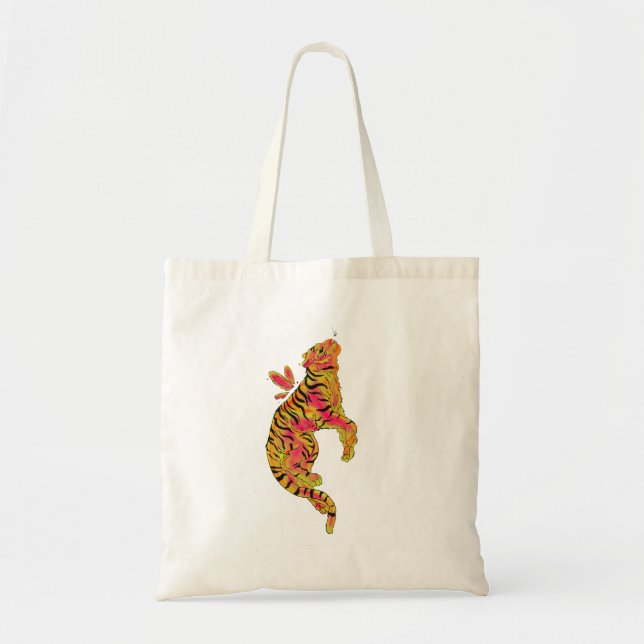 Surreal Neon Tiger Tote Bag (Front)